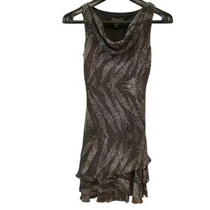 Componix Women’s Sleeveless Cowl Neck Shift Dress Size 10 Black White Cocktail